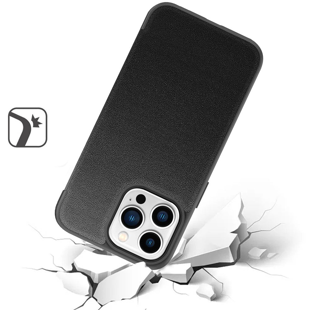 iPhone 16 Pro Max 6.9 inch PU Leather Window Flap Case with Cover - Black